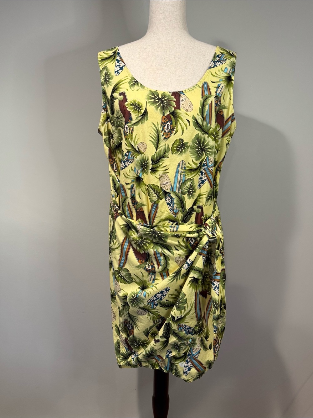 Hilo Hattie Hawaiian Original Tropical Surfboard Wrap Style Sleeveless Dress XL